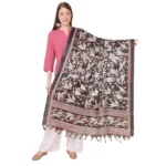 Black Art Silk Printed Dupatta for Women