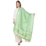 Light Green Art Silk Printed Dupatta for Women