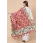 Generic Women's Art Silk Printed Dupatta (Maroon, Length: 2.25 to 2.50 Mtr) - Image 5