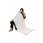 Generic Women's Velvet Gotta Patti Dupatta (White, Length: 2.25 to 2.50 Mtr) - Image 2