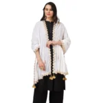 Generic Women's Velvet Gotta Patti Dupatta (White, Length: 2.25 to 2.50 Mtr) - Image 3