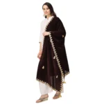 Generic Women's Velvet Gotta Patti Dupatta (Brown, Length: 2.25 to 2.50 Mtr) - Image 5