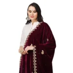 Generic Women's Velvet Gotta Patti Dupatta (Purple, Length: 2.25 to 2.50 Mtr) - Image 4