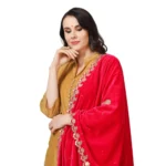 Generic Women's Velvet Gotta Patti Dupatta (Pink, Length: 2.25 to 2.50 Mtr) - Image 4