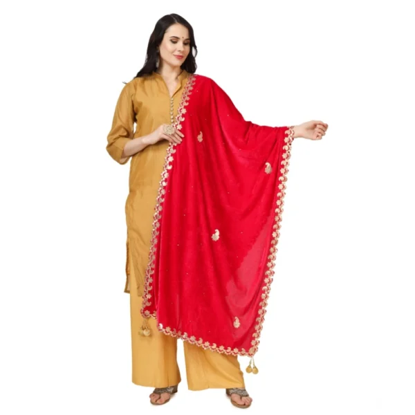 Pink Velvet Gotta Patti Dupatta for Women