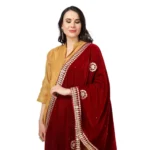 Generic Women's Velvet Gotta Patti Dupatta (Maroon, Length: 2.25 to 2.50 Mtr) - Image 4