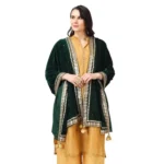 Generic Women's Velvet Gotta Patti Dupatta (Green, Length: 2.25 to 2.50 Mtr) - Image 3