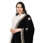 Generic Women's Velvet Gotta Patti Dupatta (Black, Length: 2.25 to 2.50 Mtr) - Image 4