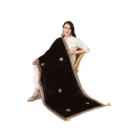 Generic Women's Velvet Gotta Patti Dupatta (Brown, Length: 2.25 to 2.50 Mtr) - Image 2
