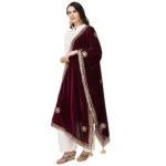 Generic Women's Velvet Gotta Patti Dupatta (Purple, Length: 2.25 to 2.50 Mtr) - Image 5