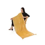 Generic Women's Velvet Gotta Patti Dupatta (Yellow, Length: 2.25 to 2.50 Mtr) - Image 2