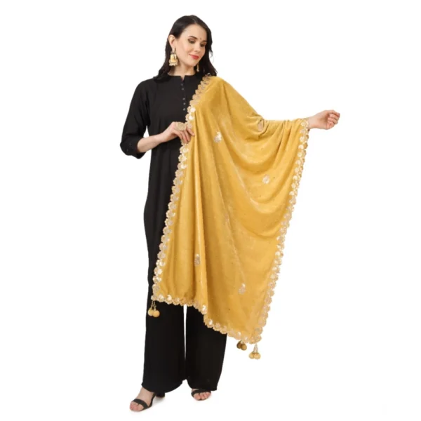 Yellow Velvet Gotta Patti Dupatta for Women