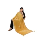 Generic Women's Velvet Gotta Patti Dupatta (Yellow, Length: 2.25 to 2.50 Mtr) - Image 2