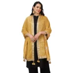 Generic Women's Velvet Gotta Patti Dupatta (Yellow, Length: 2.25 to 2.50 Mtr) - Image 3