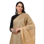 Generic Women's Chanderi Solid Dupatta (Gold, Length: 2.25 to 2.50 Mtr) - Image 4