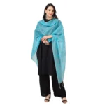 Generic Women's Cotton Embroidered Dupatta (Aqua Blue, Length: 2.25 to 2.50 Mtr) - Image 2