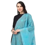 Generic Women's Cotton Embroidered Dupatta (Aqua Blue, Length: 2.25 to 2.50 Mtr) - Image 4