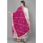Generic Women's Velvet Gotta Patti Dupatta (Purple, Length: 2.25 to 2.50 Mtr) - Image 4