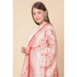 Generic Women's Art Silk Printed Dupatta (Orange, Length: 2.25 to 2.50 Mtr) - Image 4