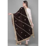 Generic Women's Velvet Gotta Patti Dupatta (Brown, Length: 2.25 to 2.50 Mtr) - Image 4