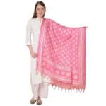 Pink Art Silk Printed Dupatta for Women