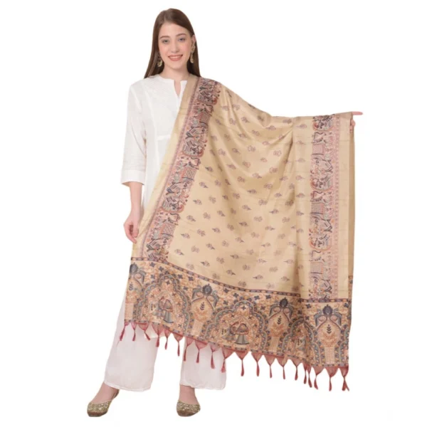 Gold Art Silk Printed Dupatta for Women