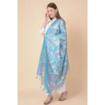 Generic Women's Art Silk Printed Dupatta (Turquoise, Length: 2.25 to 2.50 Mtr) - Image 4