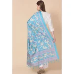 Generic Women's Art Silk Printed Dupatta (Turquoise, Length: 2.25 to 2.50 Mtr) - Image 5