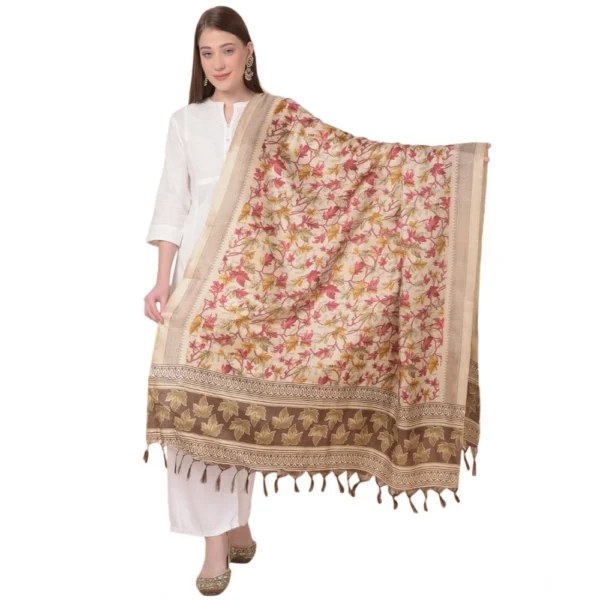 Gold Art Silk Printed Dupatta for Women