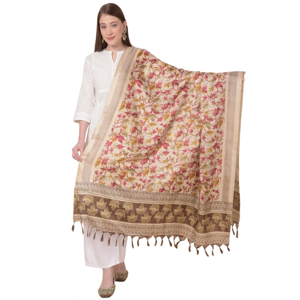 Gold Art Silk Printed Dupatta for Women
