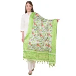 Light Green Art Silk Printed Dupatta for Women