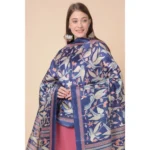 Generic Women's Art Silk Printed Dupatta (Blue, Length: 2.25 to 2.50 Mtr) - Image 3