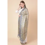 Generic Women's Art Silk Printed Dupatta (Grey, Length: 2.25 to 2.50 Mtr) - Image 4