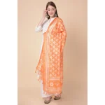 Generic Women's Art Silk Printed Dupatta (Orange, Length: 2.25 to 2.50 Mtr) - Image 4