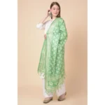 Generic Women's Art Silk Printed Dupatta (Light Green, Length: 2.25 to 2.50 Mtr) - Image 4