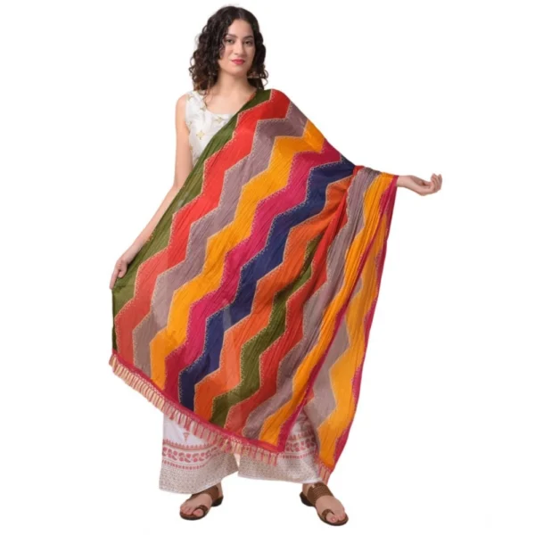 Multicolor Chanderi Printed Dupatta