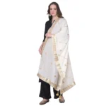 White Velvet Gotta Patti Dupatta for Women