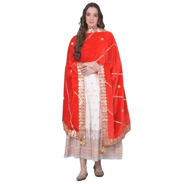 Red Velvet Gotta Patti Dupatta for Women