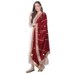 Maroon Velvet Gotta Patti Dupatta for Women
