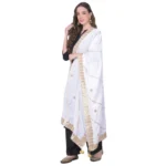 Off White Velvet Gotta Patti Dupatta for Women