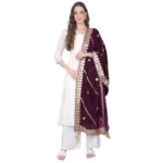 Wine Velvet Gotta Patti Dupatta for Women