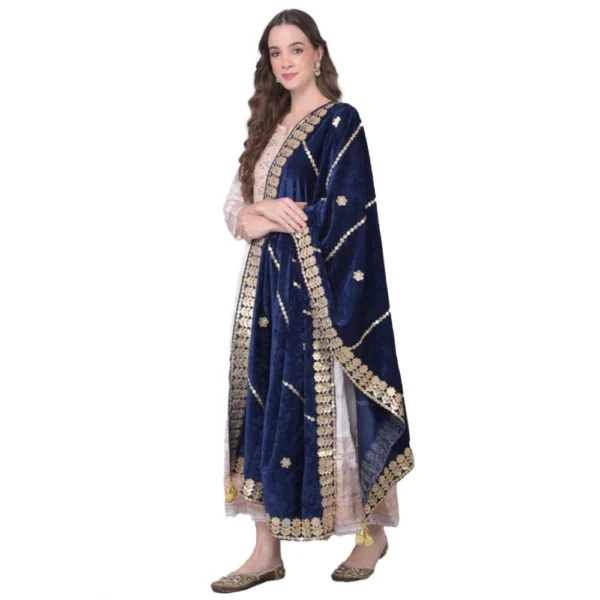 Navy Blue Velvet Gotta Patti Dupatta