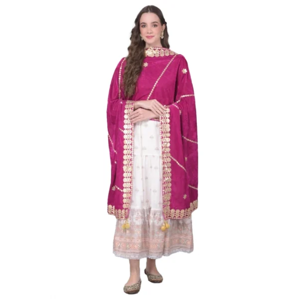 Purple Velvet Gotta Patti Dupatta for Women