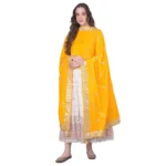 Yellow Velvet Gotta Patti Dupatta for Women