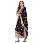 Brown Velvet Gotta Patti Dupatta