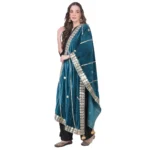 Teal Velvet Gotta Patti Dupatta