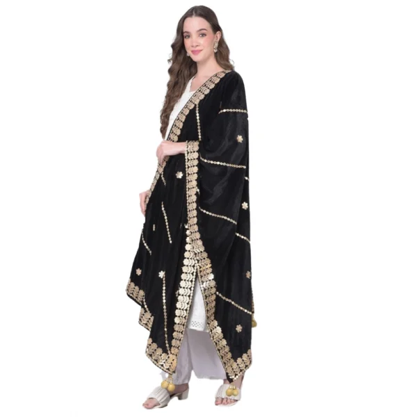Black Velvet Gotta Patti Dupatta for Women