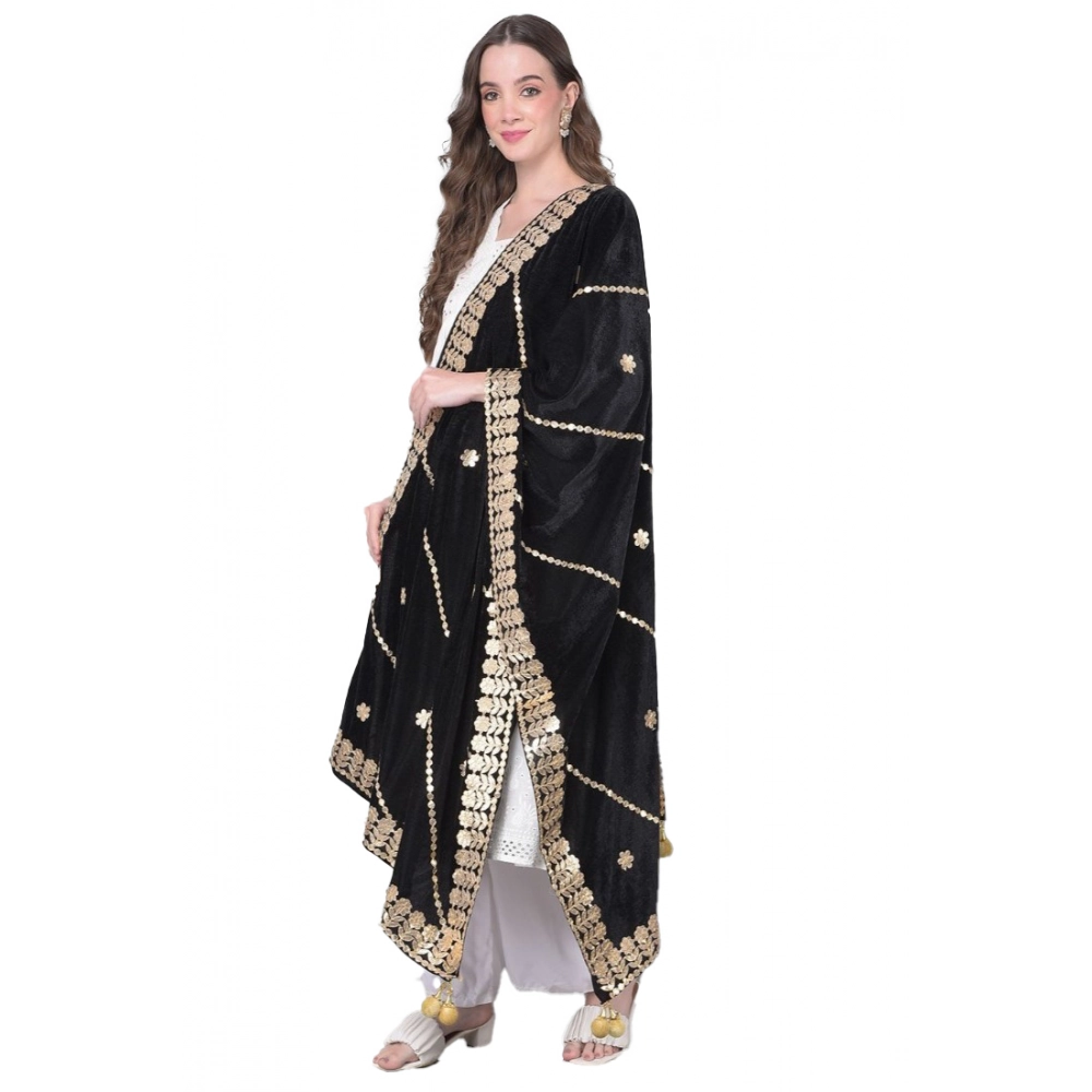 Black Velvet Gotta Patti Dupatta for Women