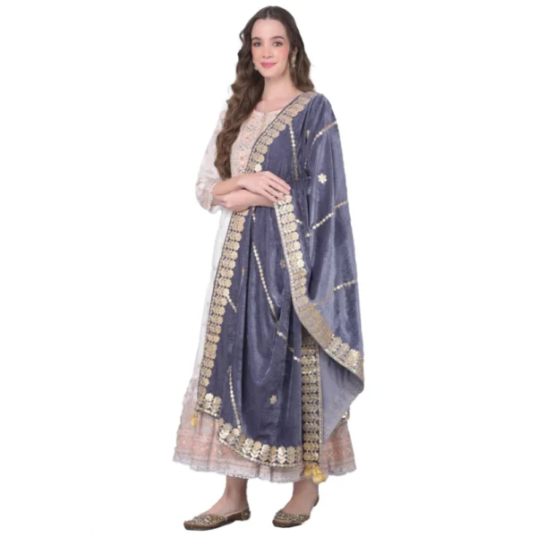 Grey Velvet Gotta Patti Dupatta