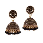 Gold Oxidised Jhumki Earrings